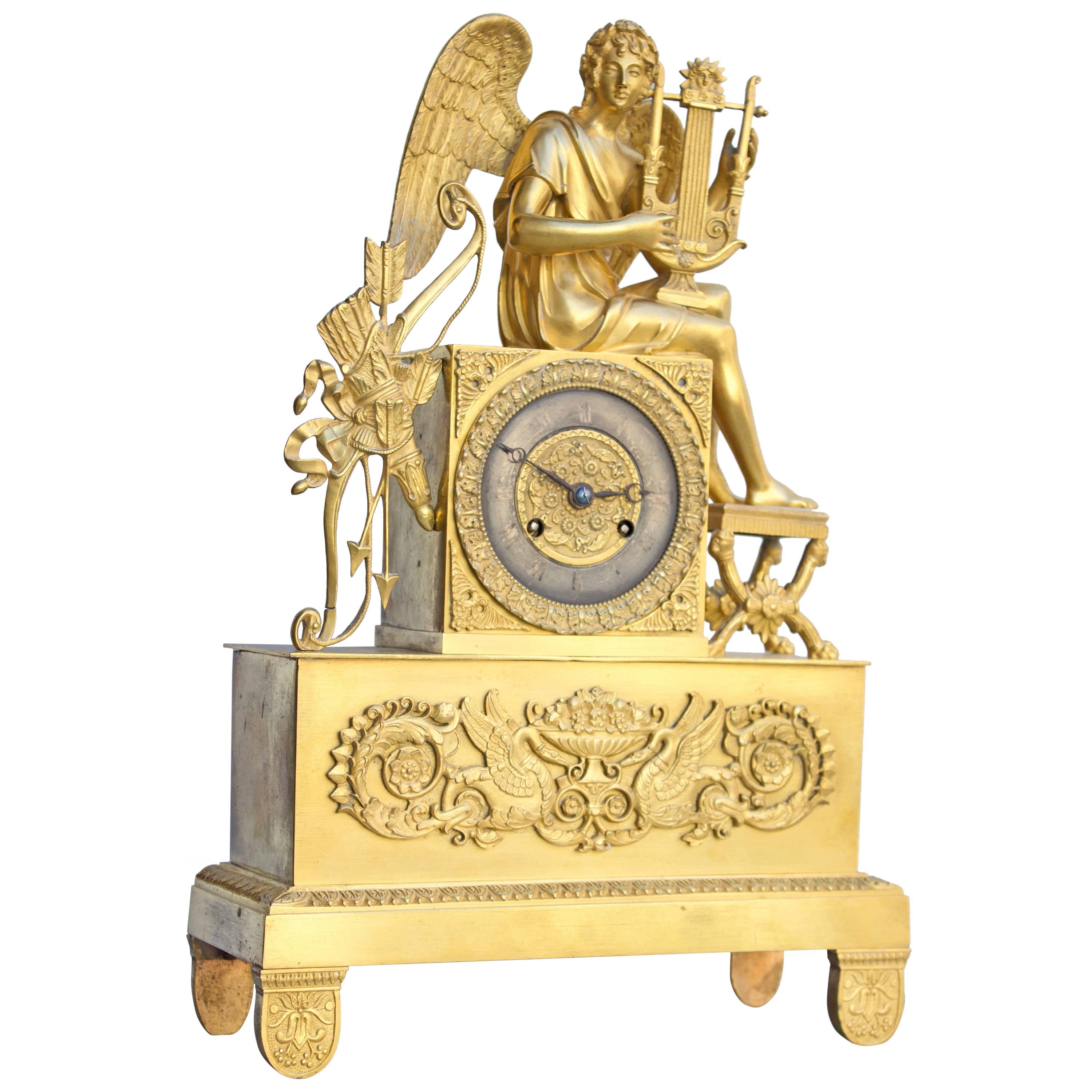 French Directoire Ormolu Bronze Clock For Sale