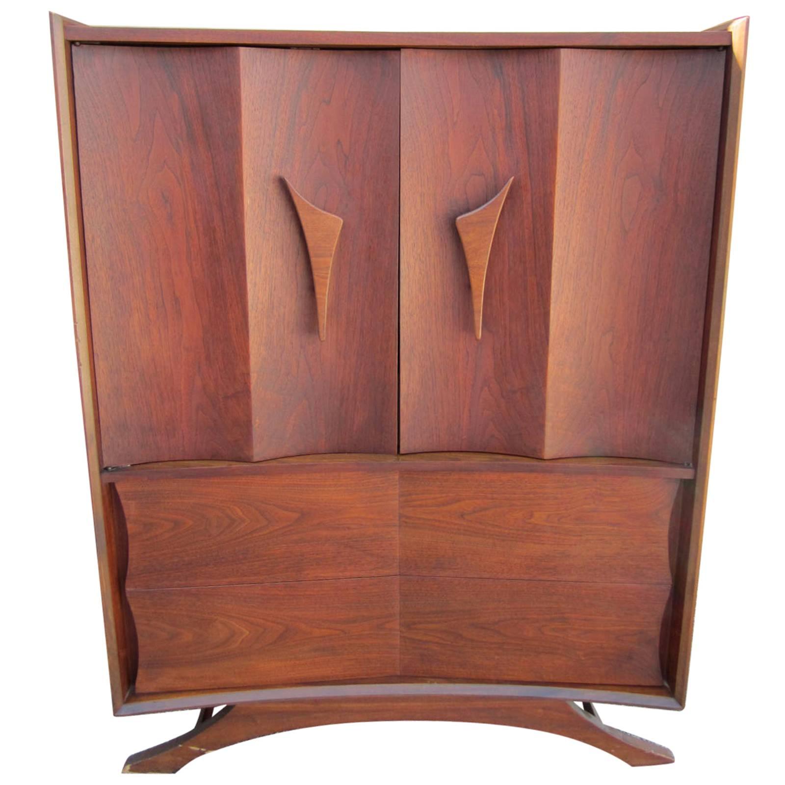 Fabulous Sculptural Walnut Tall Dresser Mid-Century Modern