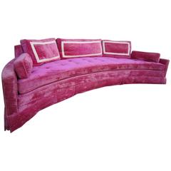 Vintage Scrumptious Harvey Probber Hot Pink Crescent Sofa, Mid-Century Modern