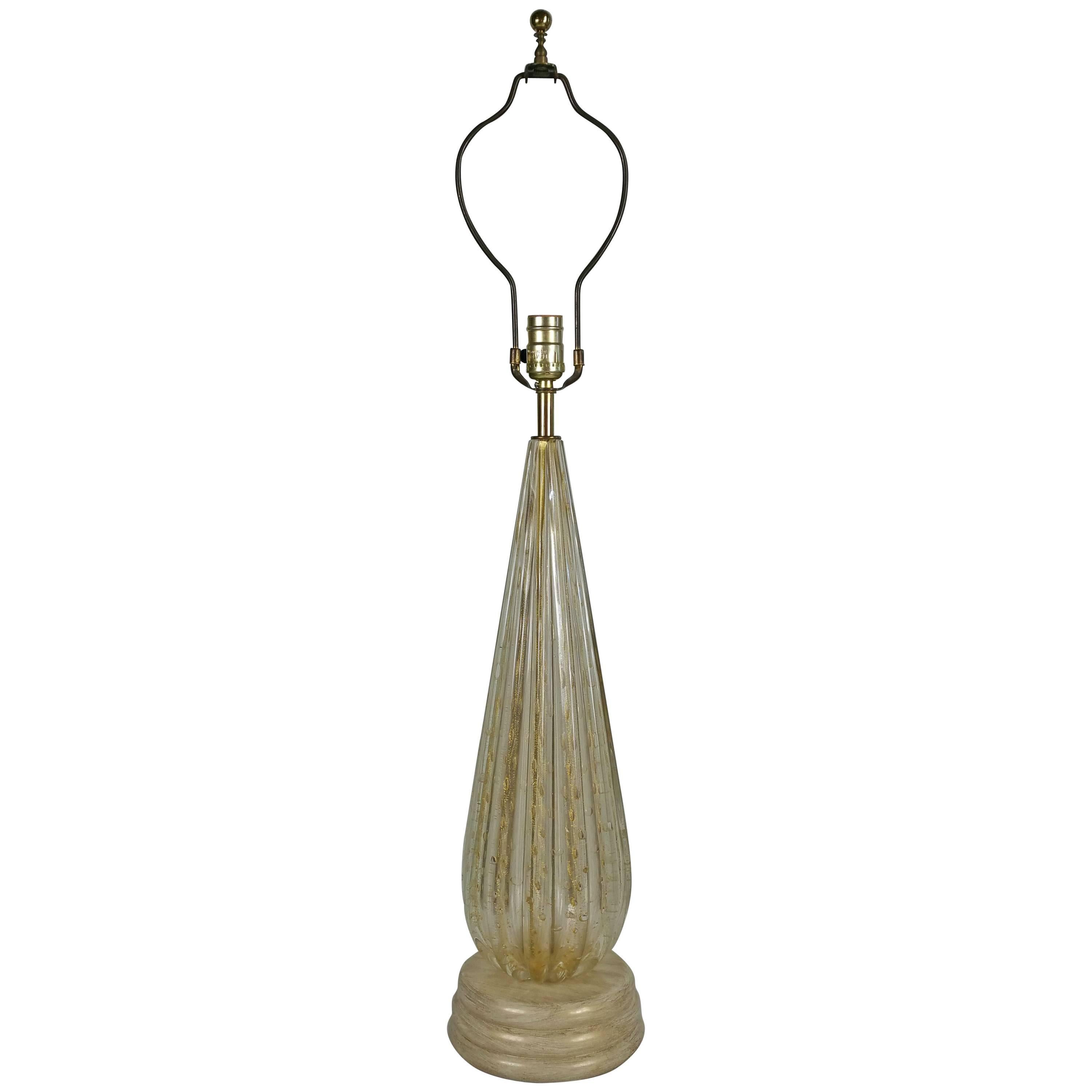 Modernist Barovier & Toso Style Fluted Murano Lamp For Sale