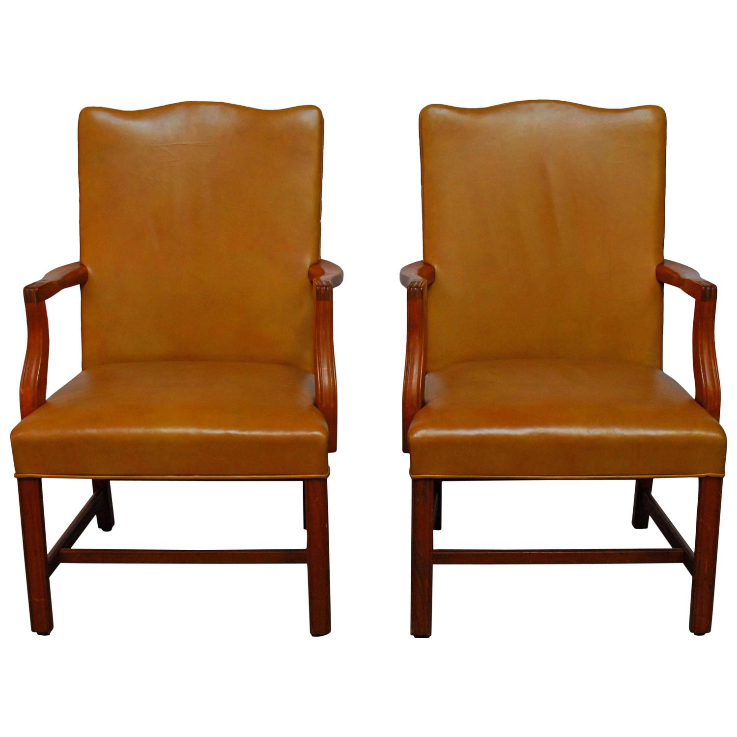 Pair of Chippendale Library Chairs For Sale at 1stdibs