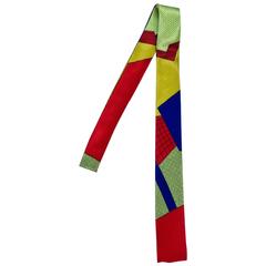 Retro Memphis Milano Silk Tie in Red and Blue by Ettore Sottsass