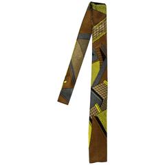 Vintage Memphis Milano Silk Tie in Brown by Ettore Sottsass