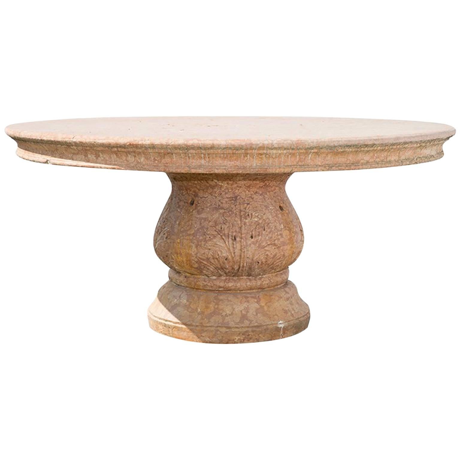 20th Century Round Rosso Verona Marble Garden table