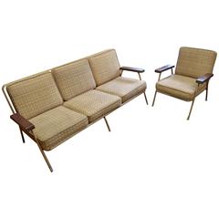Vintage Midcentury Sofa with Matching Lounge Chair
