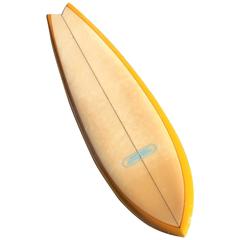 Vintage Clear Yellow Wayne Brown Swallowtail Surfboard Circa 1970s California