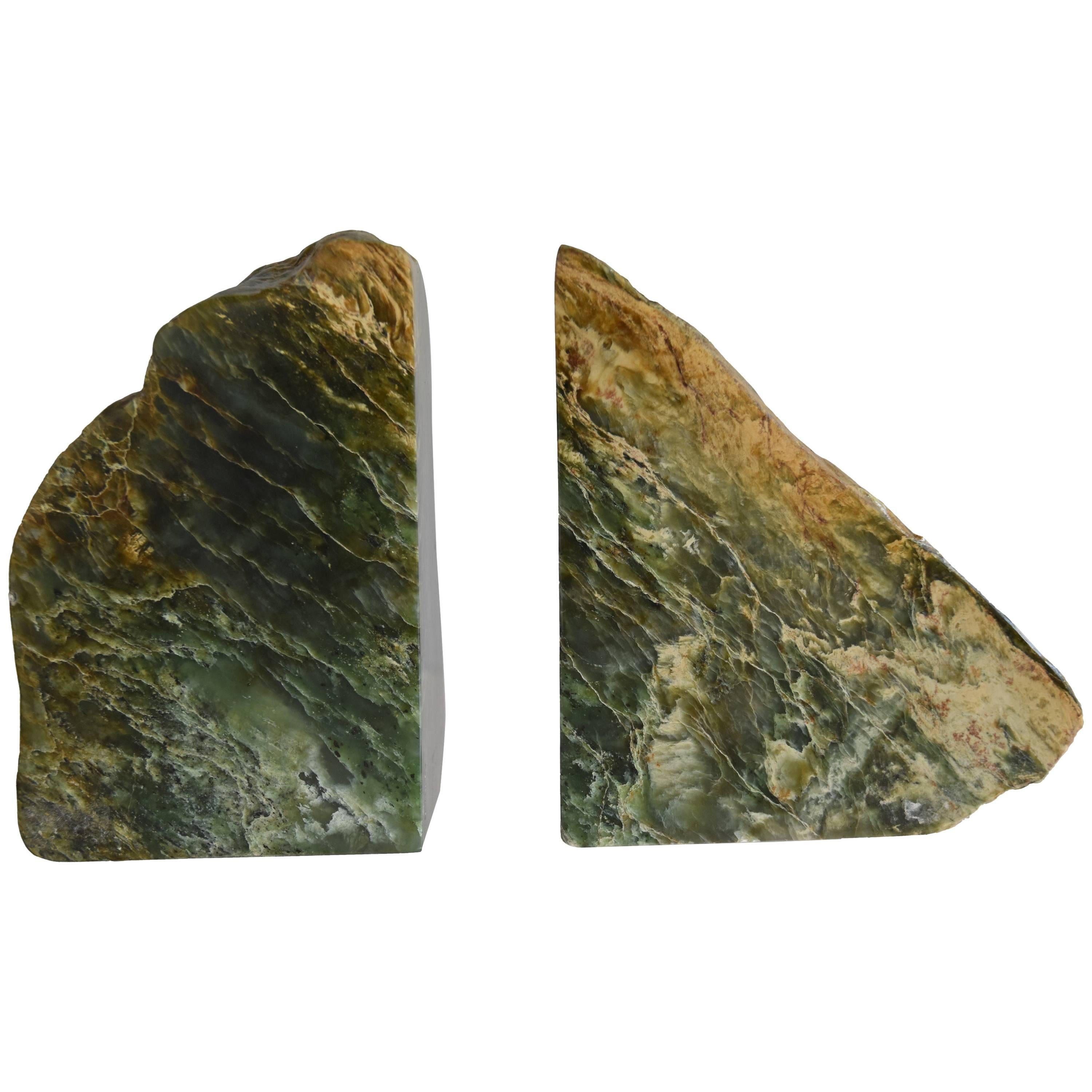 Pair of Green Stone Fragment Bookends