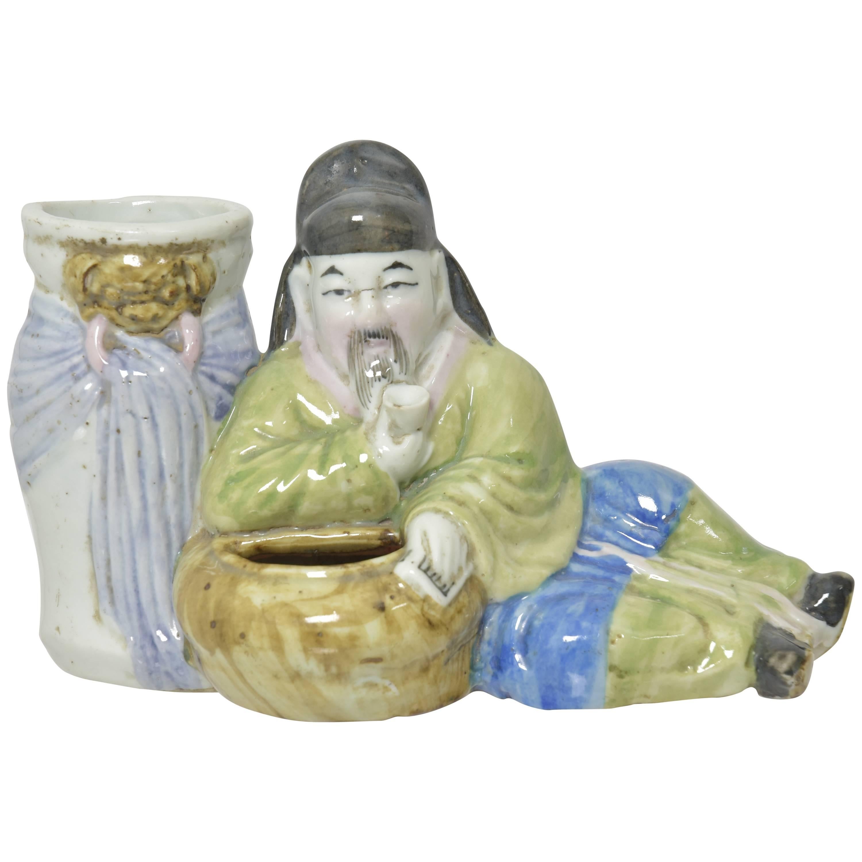 Chinese Porcelain Figural Brush Pot or Brush Washer For Sale