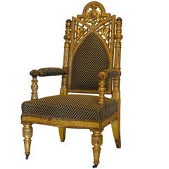 19th Century Intricate Wooden Throne Armchair