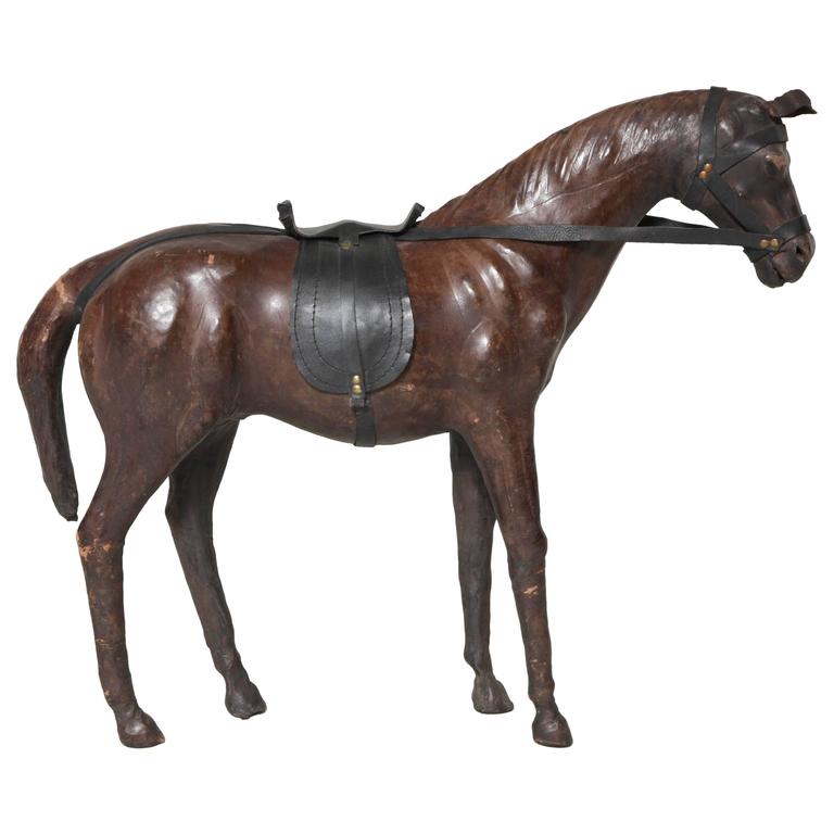 Decorative Leather Horse at 1stDibs leather horse with glass eyes