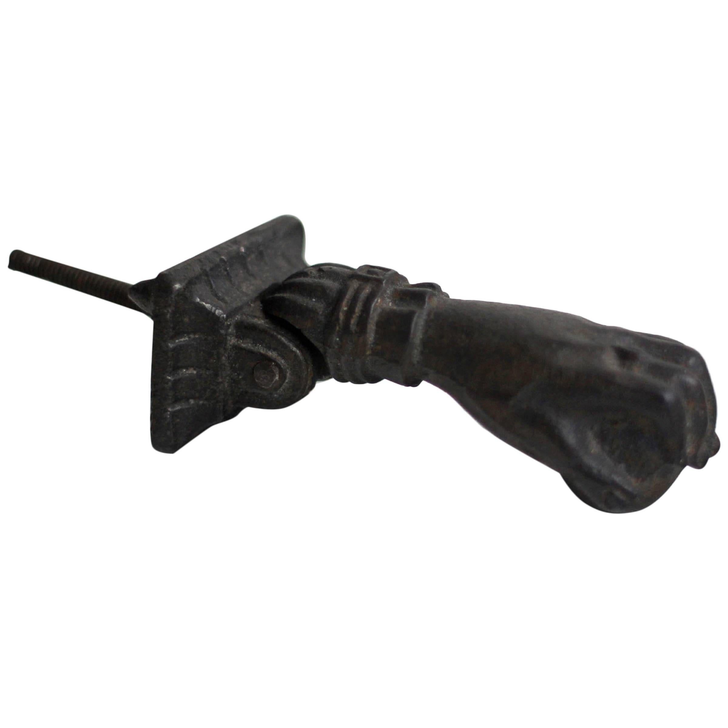 Cast Iron Door Knocker, Lady
s Hand Holding Ball, Late 19th Century For Sale