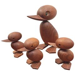 Group of Four Hans Bolling Danish Modern Teak Duck Sculptures