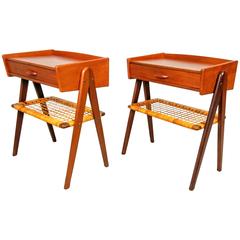 Brilliant Danish Modern Teak Nightstands in the Style of Kurt Ostervig, 1950s