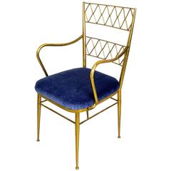 Gorgeous and Rare Brass Desk or Armchair by Chiavari, Italy, 1950s