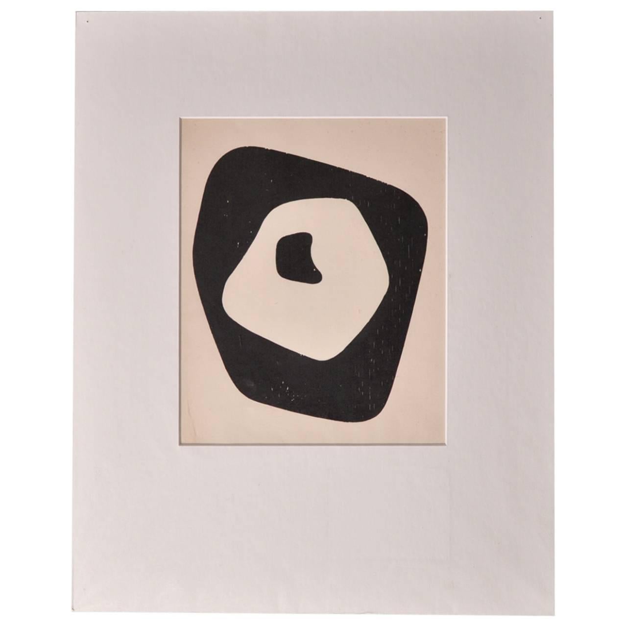 Jean Arp "Silent Tension" Woodcut, Paris, 1951, with Hand Signed Colophon