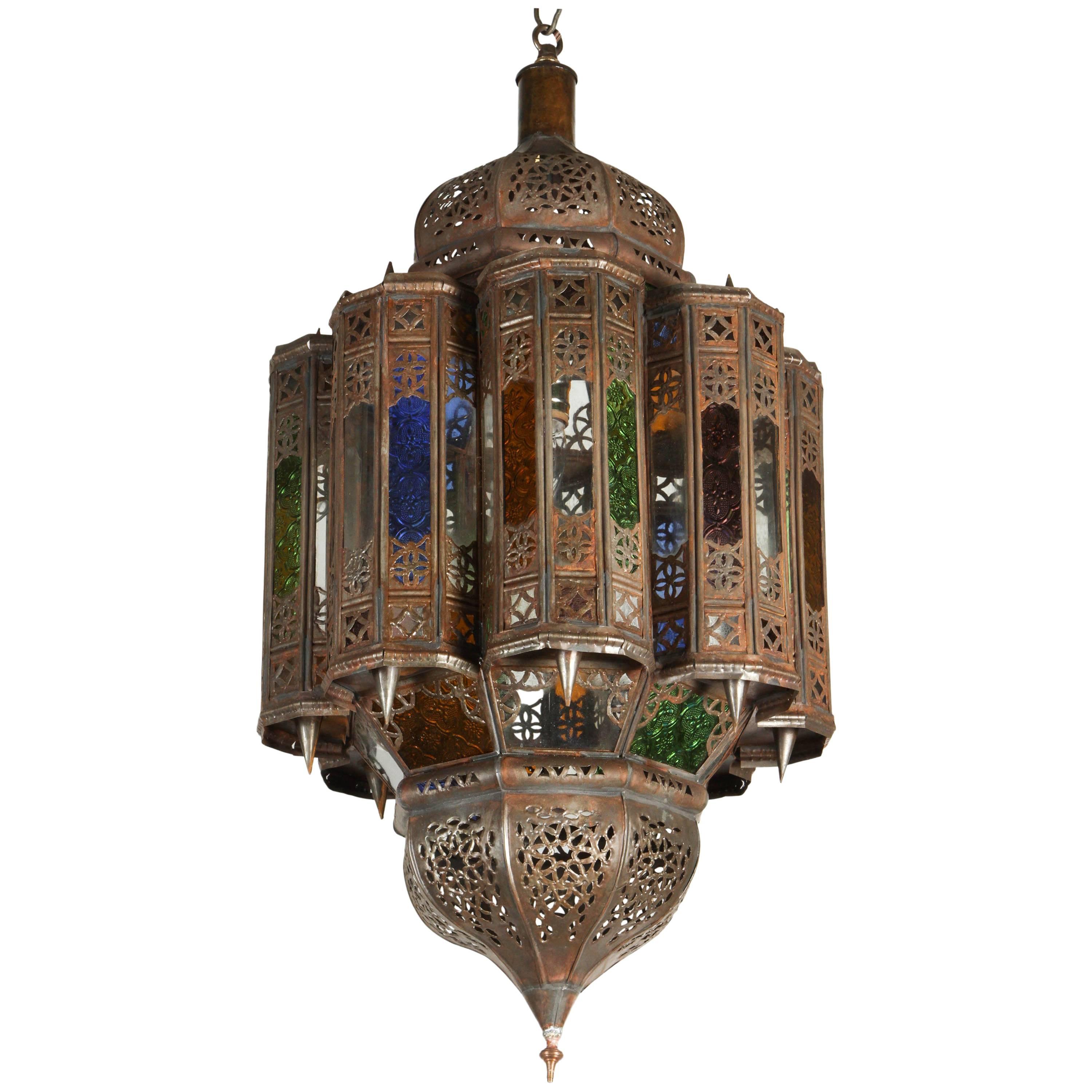 Vintage Moroccan Mamounia Glass Moorish Lantern