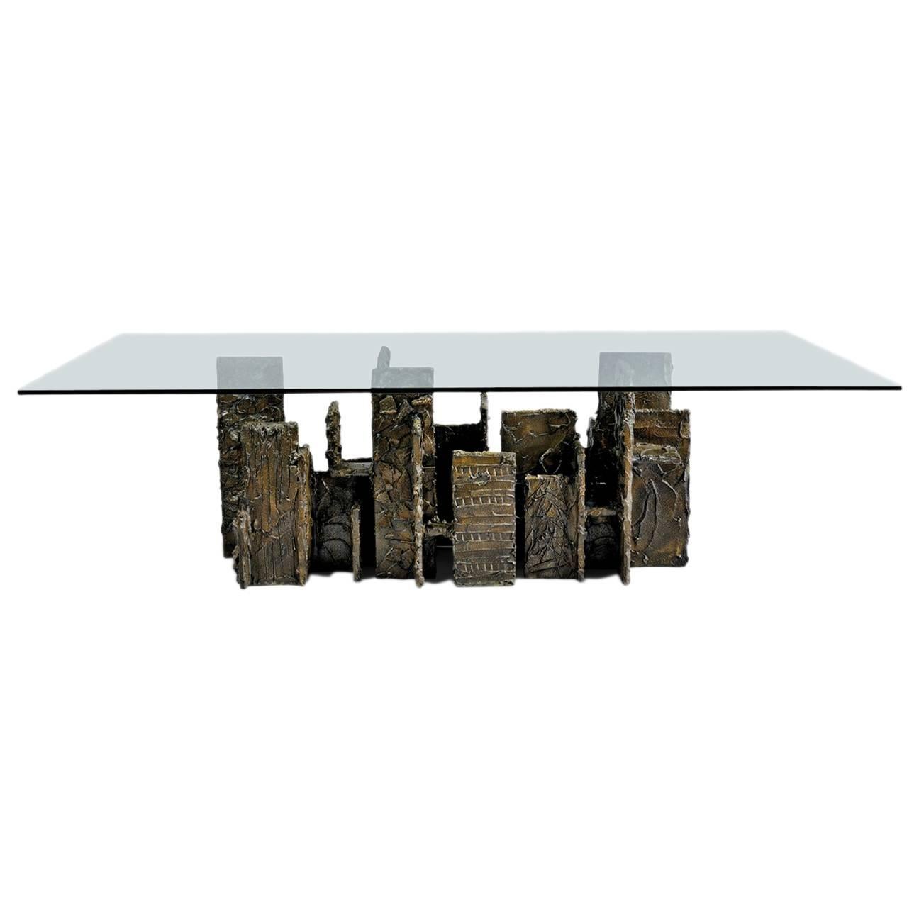 Exceptional Sculpted Bronze Dining Table by Paul Evans For Sale