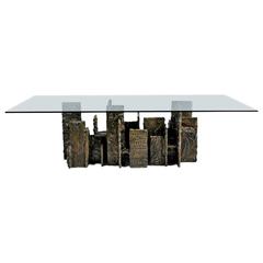 Exceptional Sculpted Bronze Dining Table by Paul Evans 10