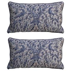 Vintage Pair of Unique Quilted Fortuny Pillows