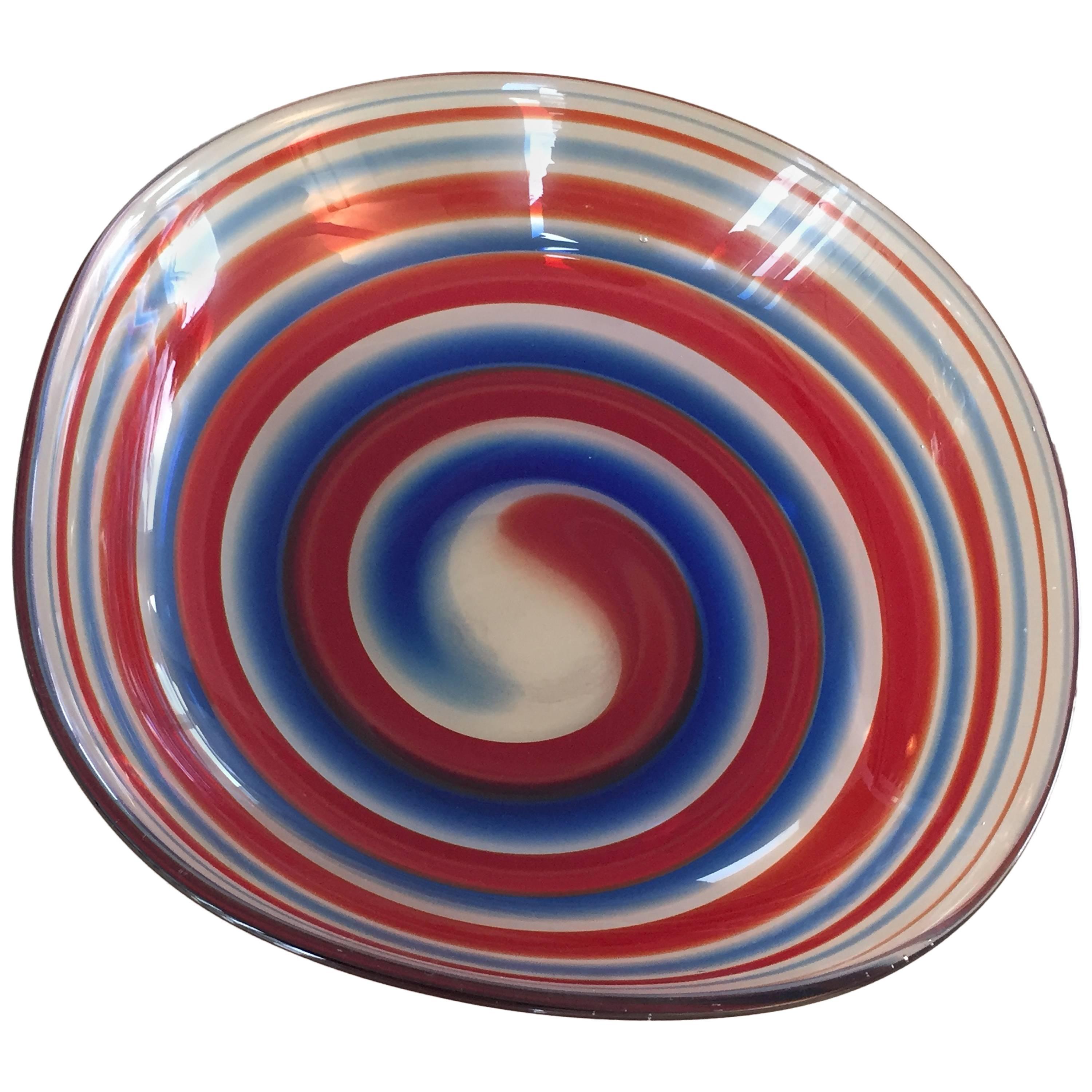 Rare Bowl by Fulvio Bianconi for Venini, Signed For Sale
