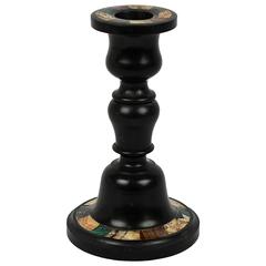 Grand Tour Italian Pietra Dura Specimen Marble and Hard Stone Candlestick