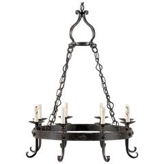 French Wrought Iron Circular Eight-Light Chandelier 9