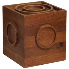 1950s Danish Teak Square Dansk Ice Bucket