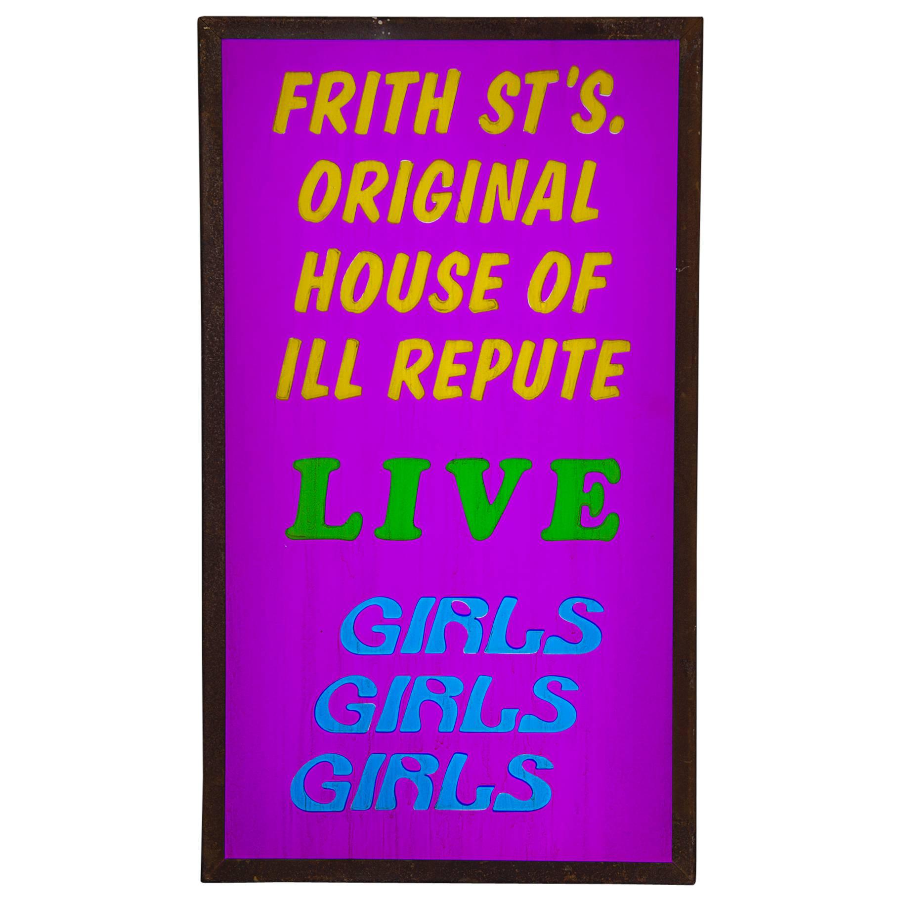 "Frith St Original House of ILL Repute" Vintage Light Box For Sale