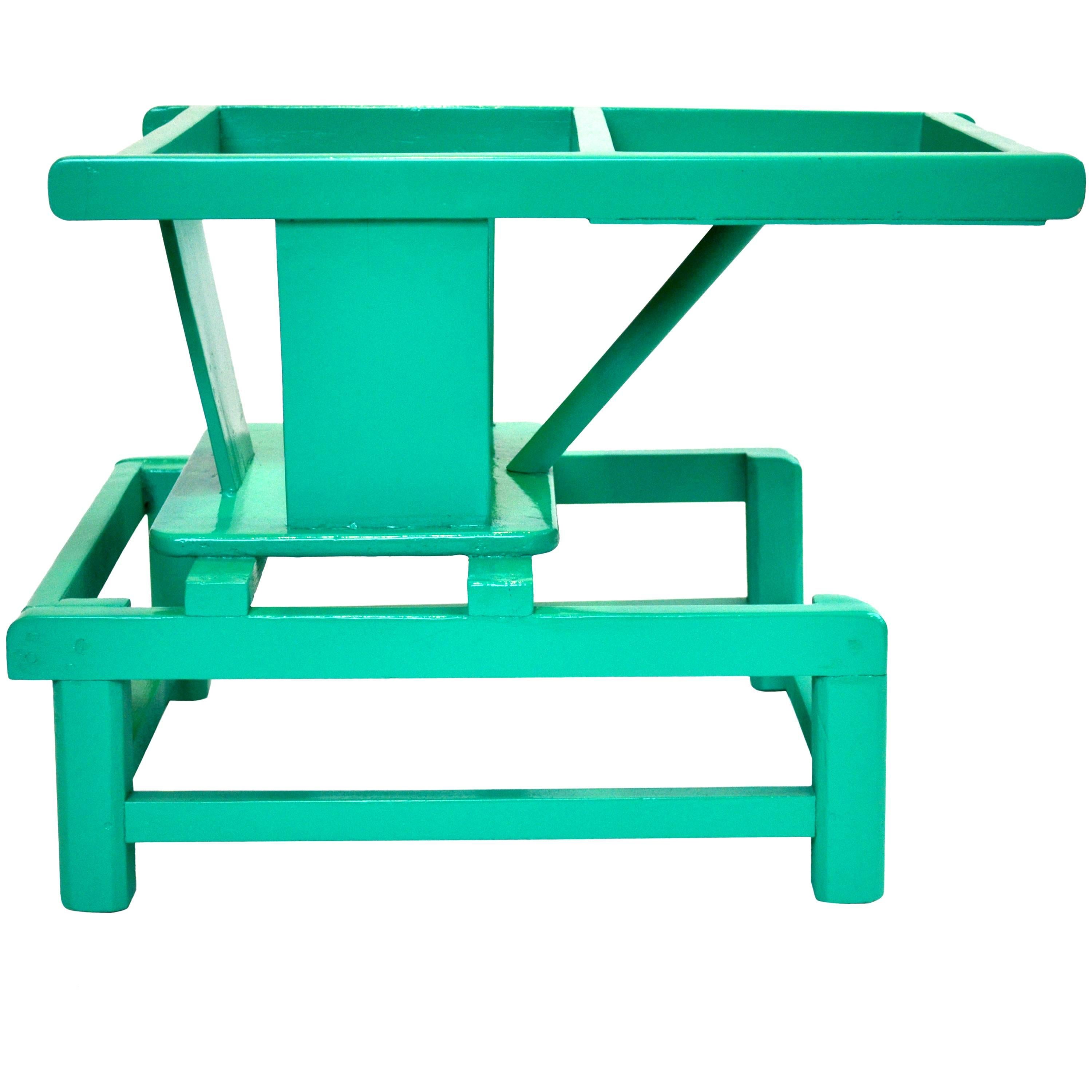 Mid-Century Modern Tot Play Chair in Teal Lacquered Wood  For Sale