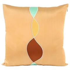 Large Hand-Painted Silk Accent Pillow with Helix Motif