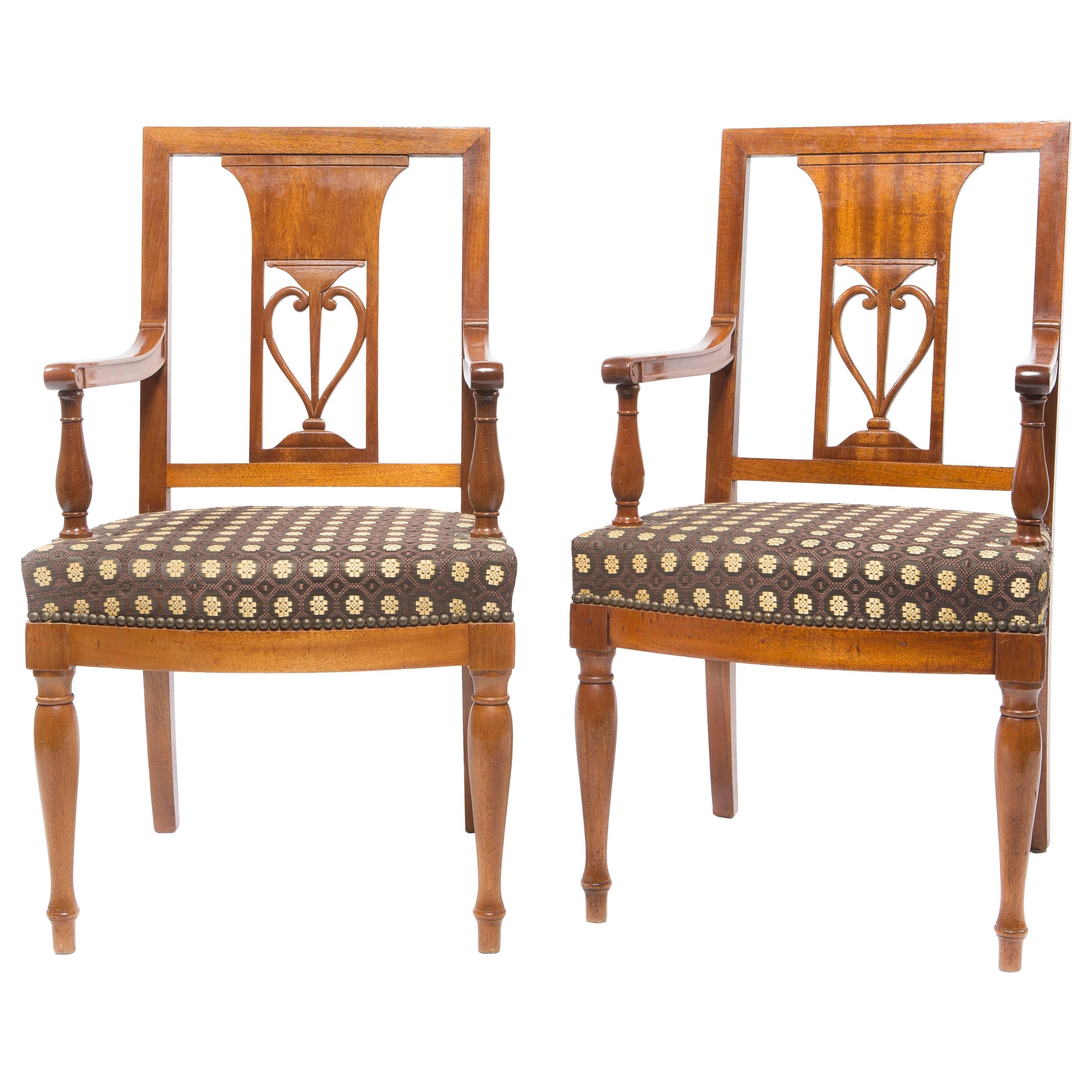 Fine Set of 14 Empire Mahogany Dinning Chairs, 12 Side and Two Armchairs For Sale