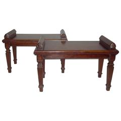 Late Regency Pair of Mahogany Hall Seats