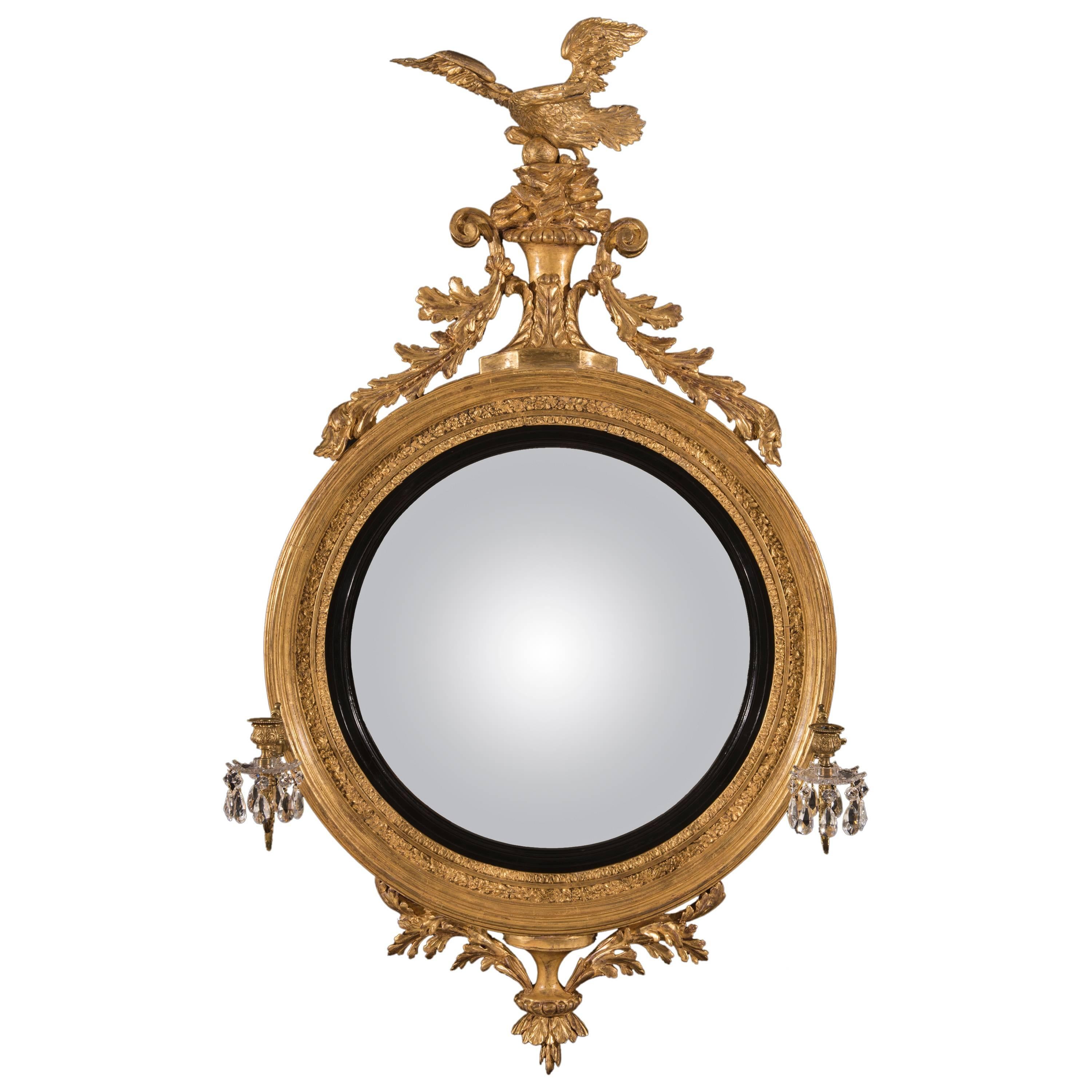 Convex Mirror Regency Large For Sale