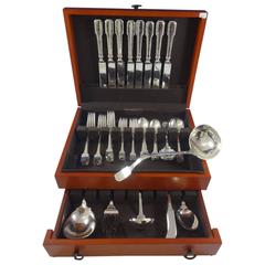 Norman Hammered by Shreve Sterling Flatware Set Service of 59 Pieces, Handmade