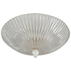 Reeded Murano Ceiling Fixture in White