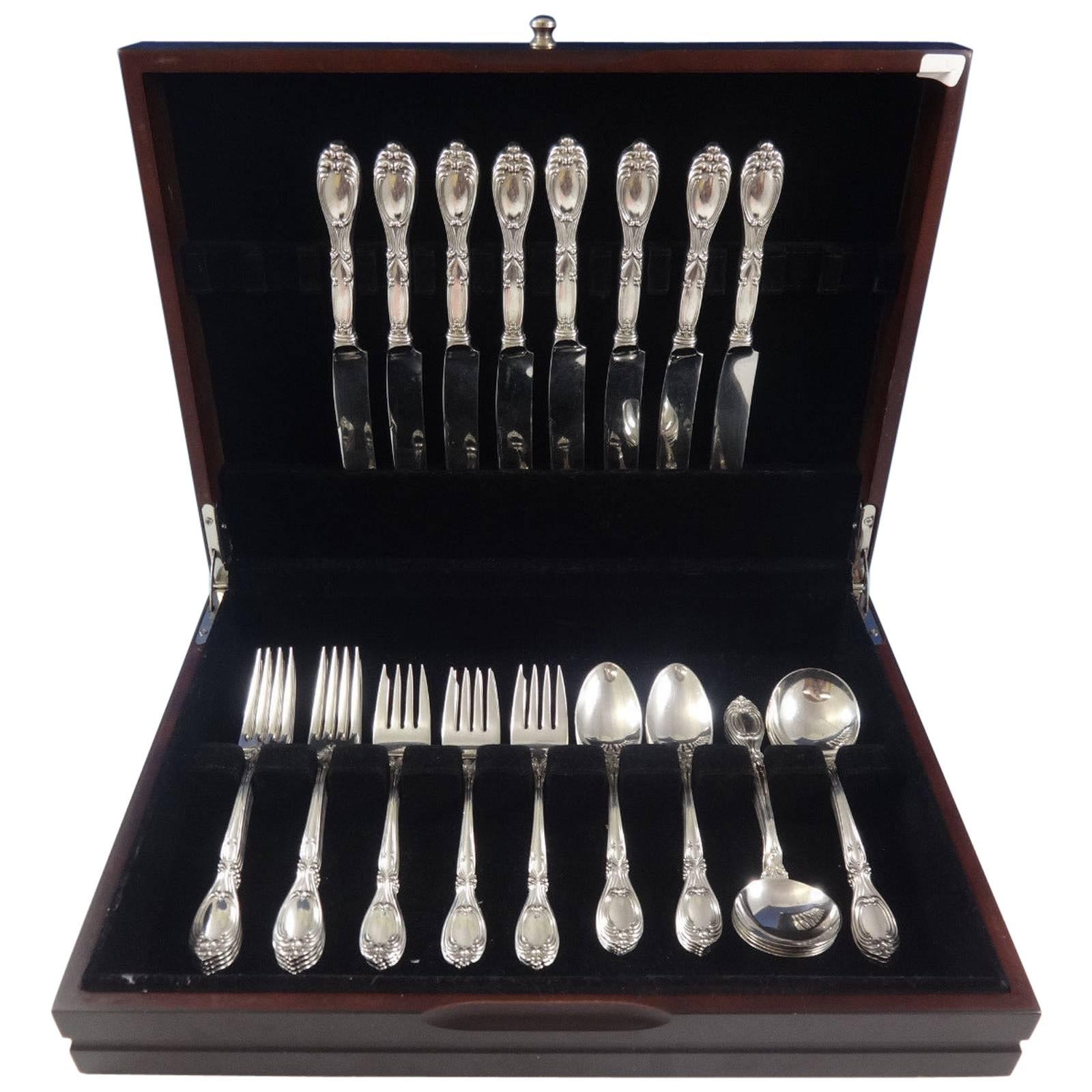 Victoria by Frank Whiting Sterling Silver Flatware Service Eight Set, 40 Pieces For Sale