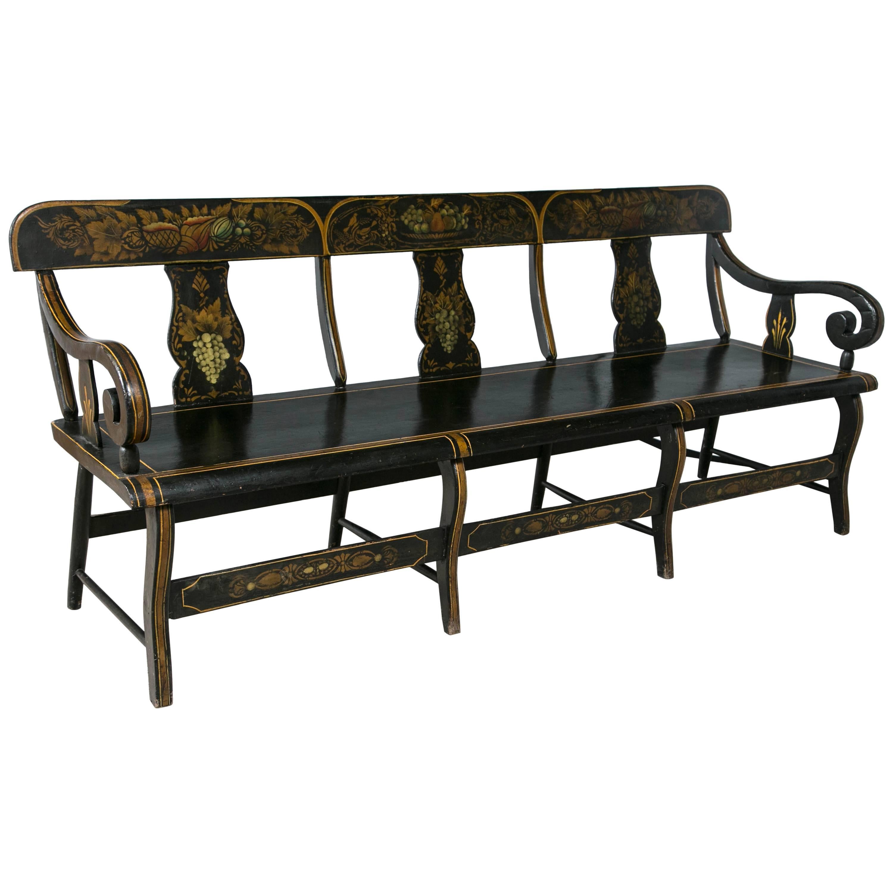 19th Century Pennsylvania Paint-Decorated Bench For Sale at 1stDibs