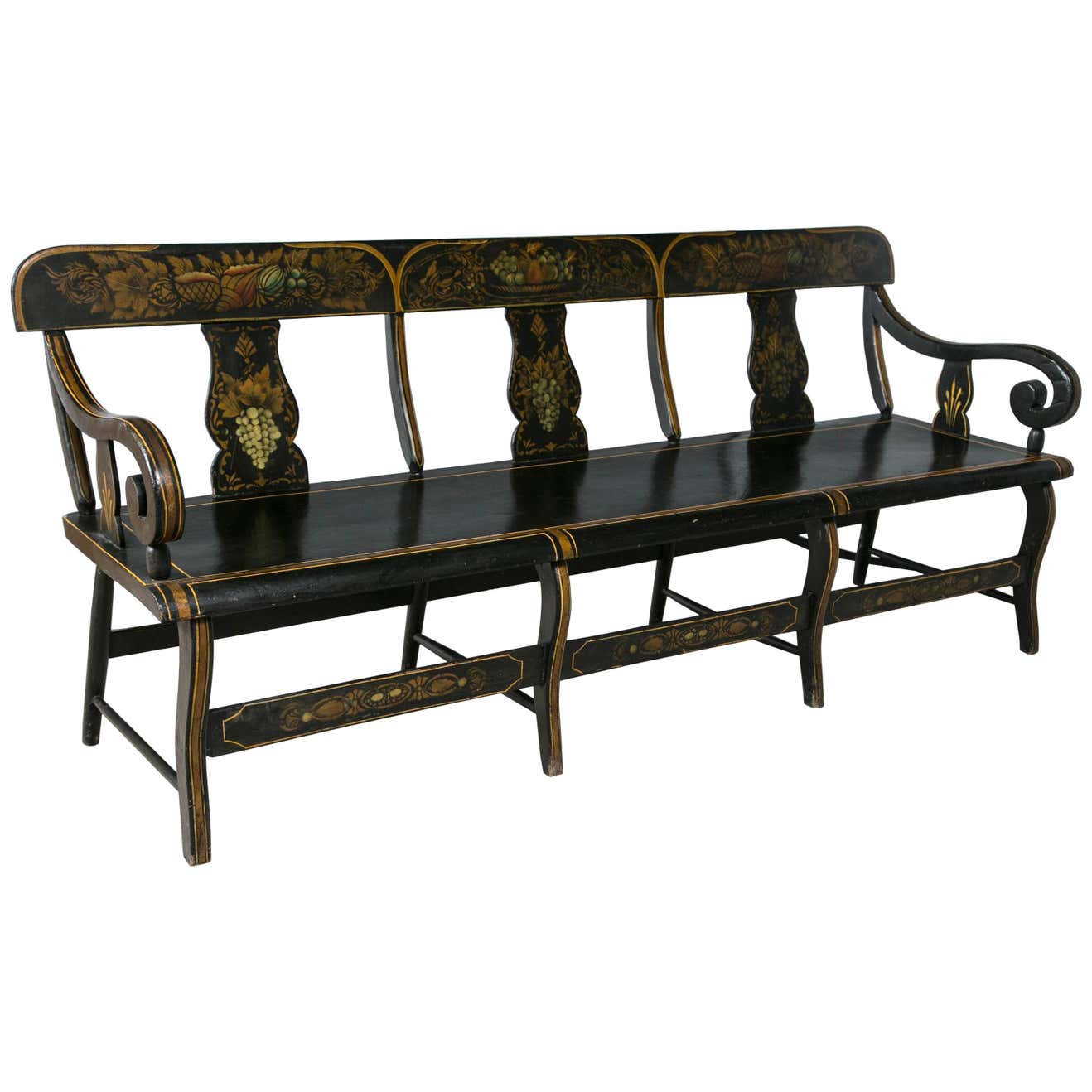 19th Century Pennsylvania Paint-Decorated Bench For Sale at 1stDibs