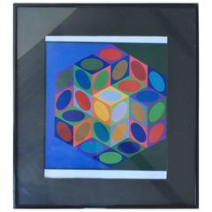 Series 1977 Victor Vasarely Colorful Optic Silkscreen