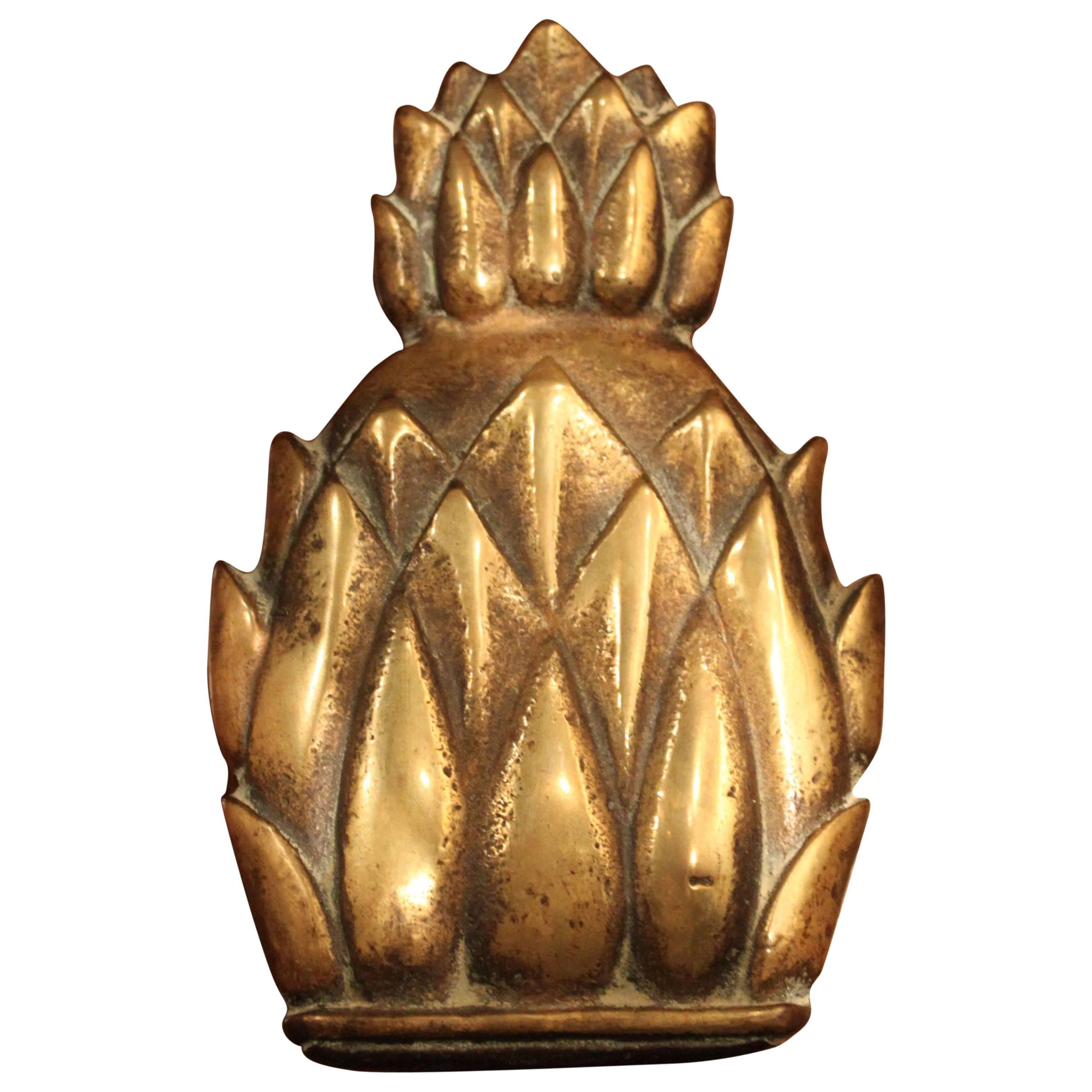 Antique Brass Pineapple Door Knocker, 19th Century, England