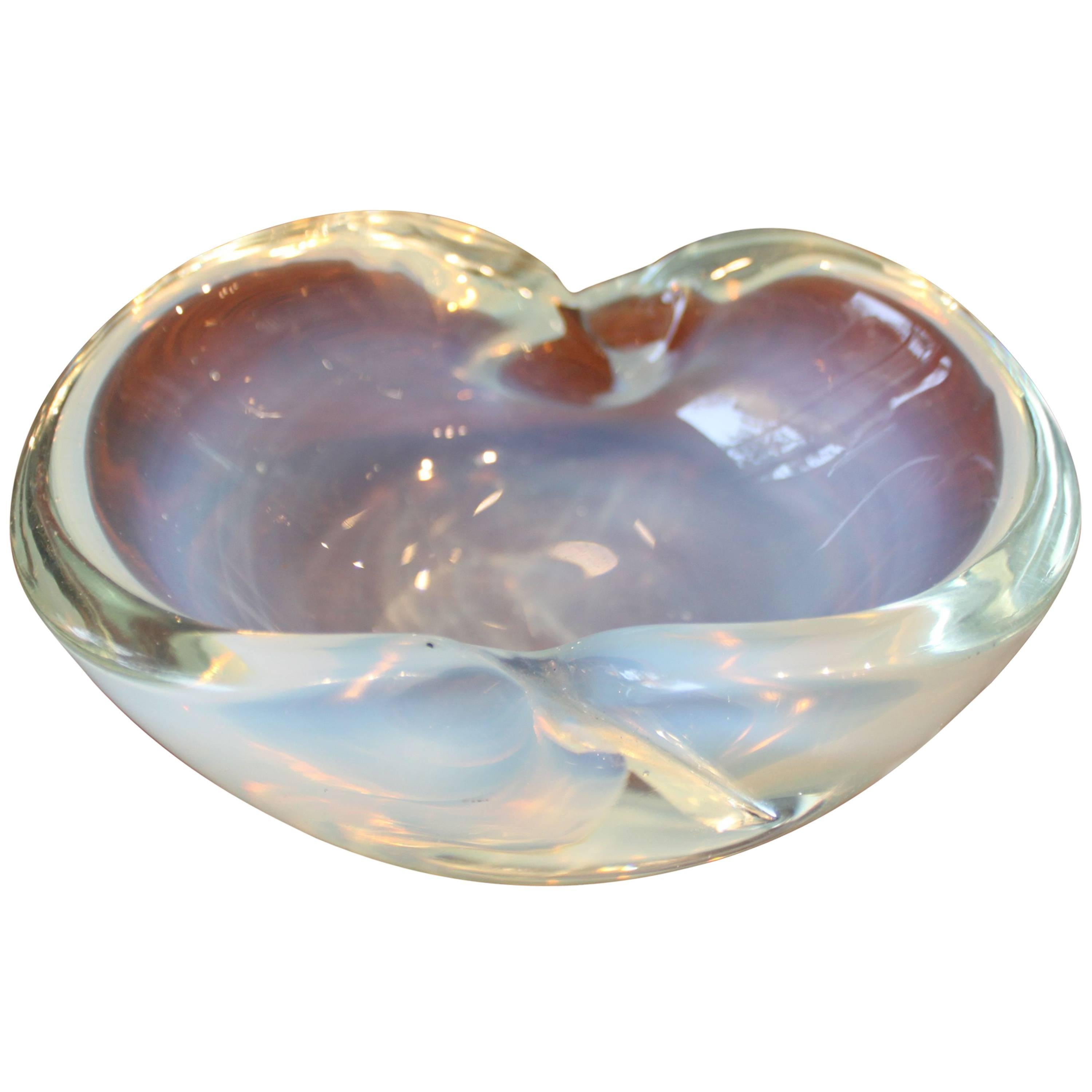 Vintage Murano Glass Iridescent Opal Color Ashtray or Bowl