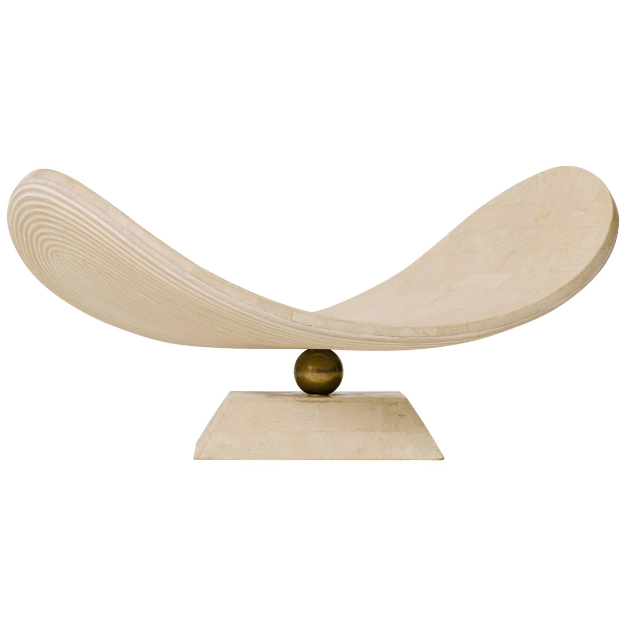 Tessellated Stone and Brass Sculpture