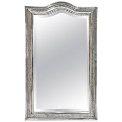Antique French Louis Philippe Mirror in Silver Gilt with Curved Top