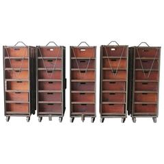 Early 20th Century American Industrial Metal and Wood Double Sided Shelves 12