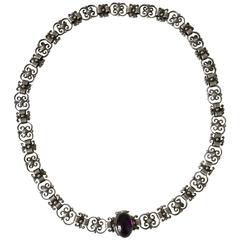 Georg Jensen Sterling Silver Necklace with Amethyst Stone