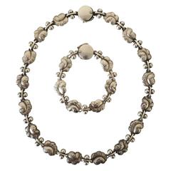 Georg Jensen Sterling Silver Set of Necklace and Bracelet