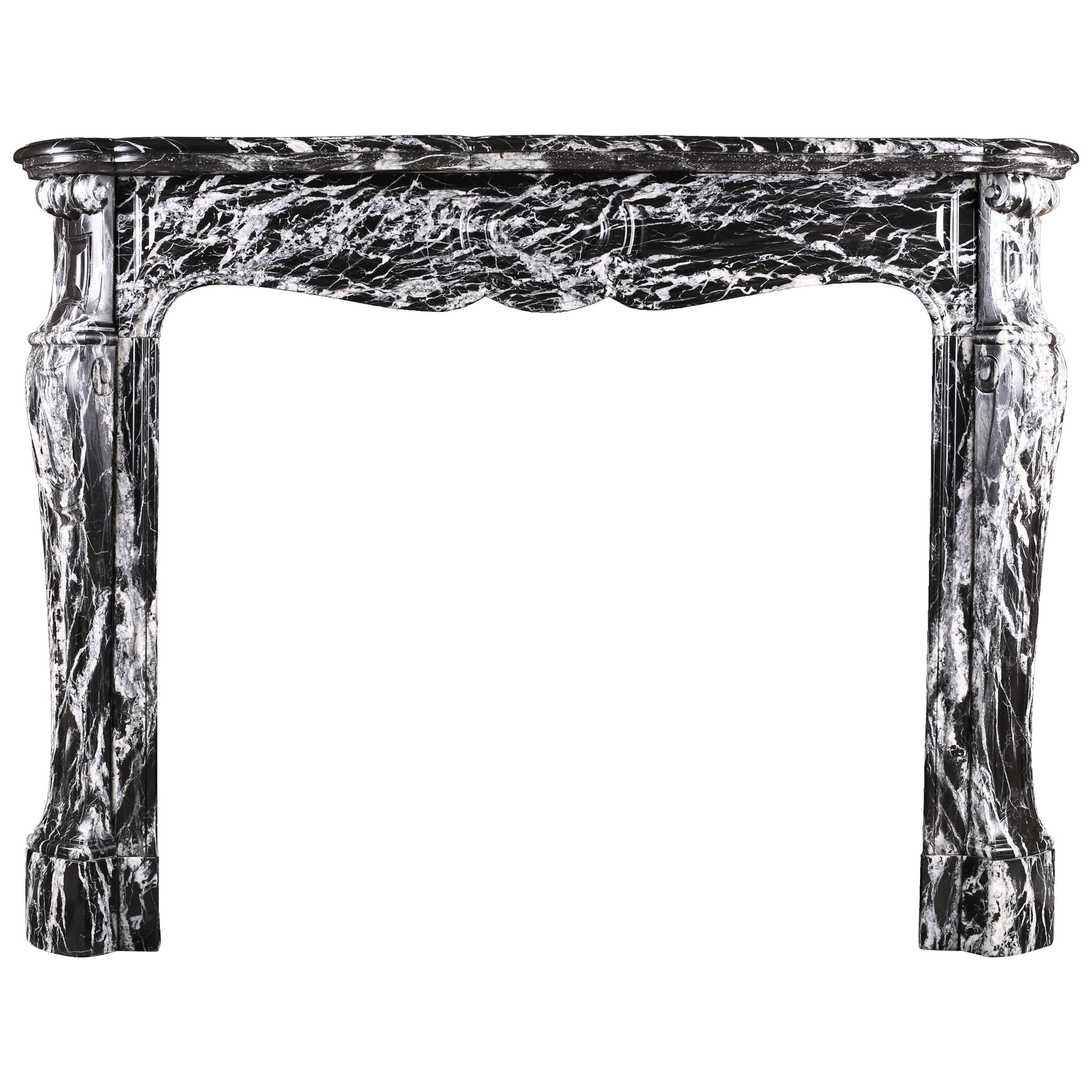Louis XV Pompadour Nero Marquina Chimneypiece, circa 1870