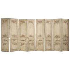 Antique French Set of Eight Carved Doors in Old Paint