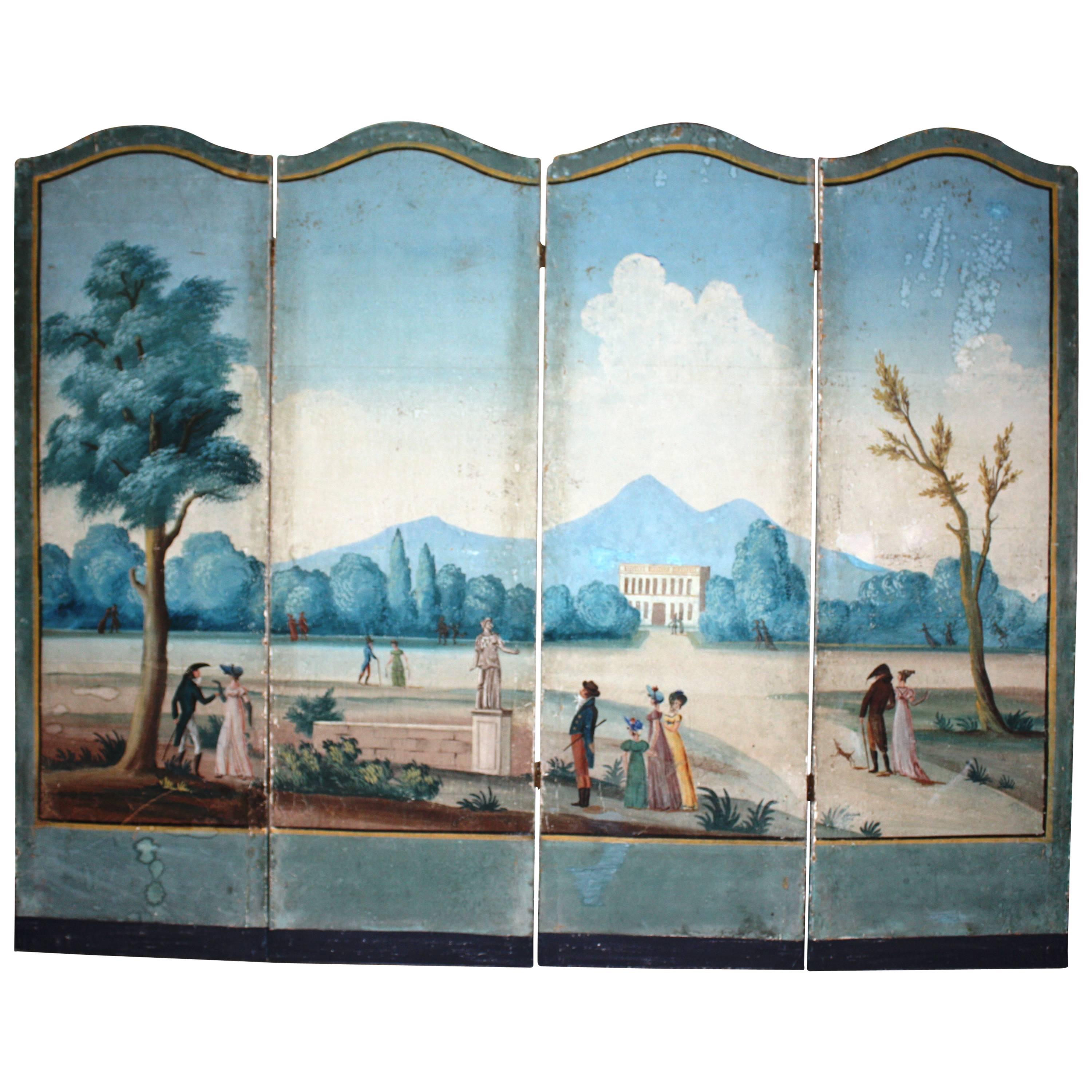 French Directoire Period Painted Wallpaper Screen