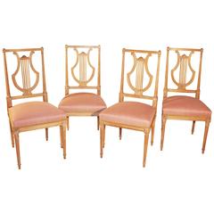 Set of Four Louis XVI Style Side Chairs, Jansen Attributed